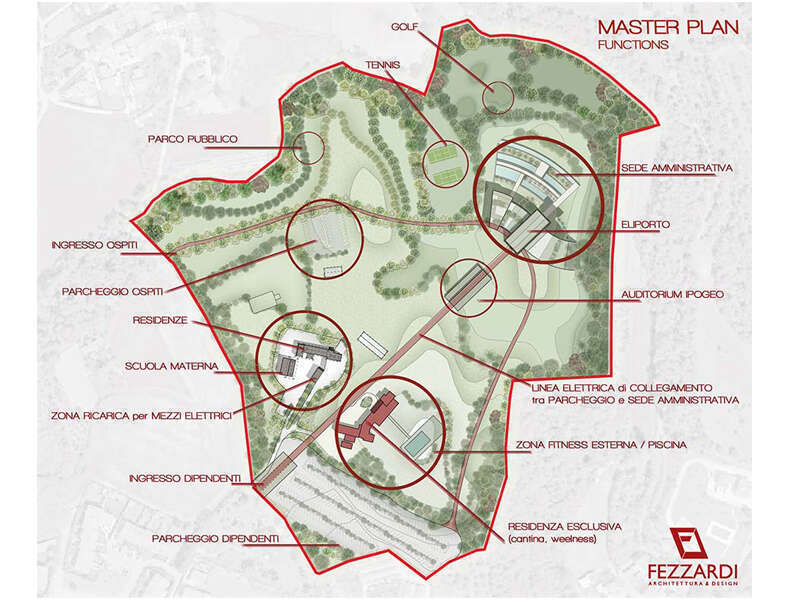 masterplan residenziale commerciale in collina